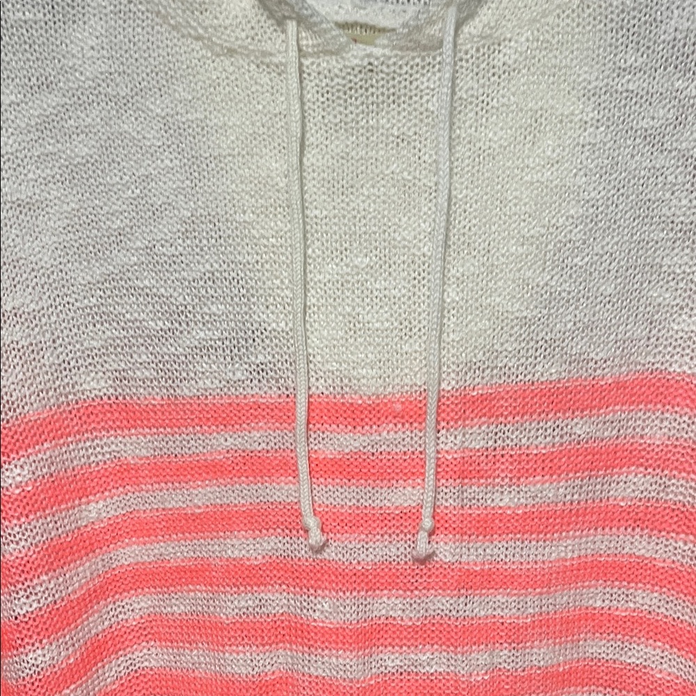 It's Our Time Coral and Cream Striped Hoodie - Picture 3 of 5